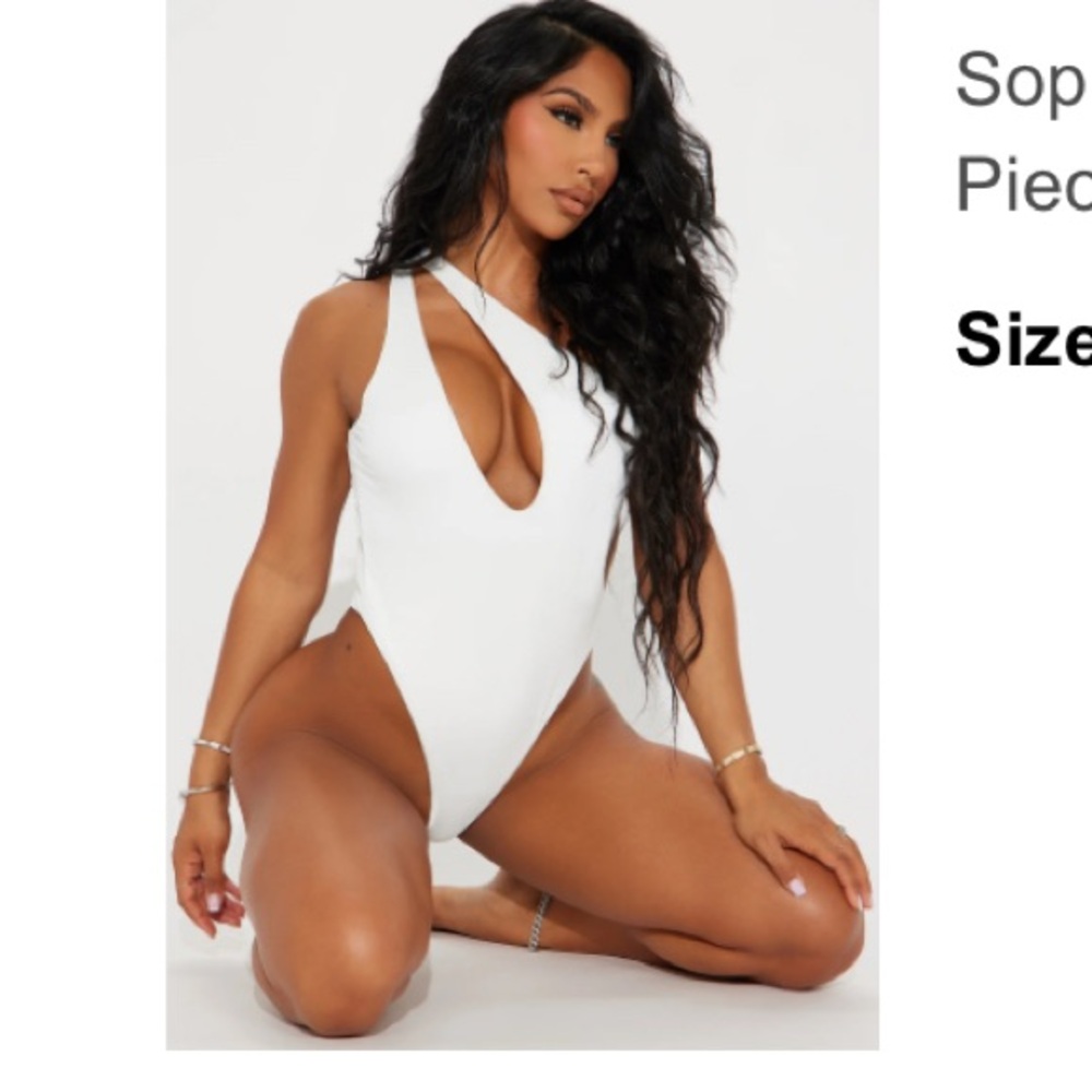 Fashion Nova Asymmetrical One Piece - White